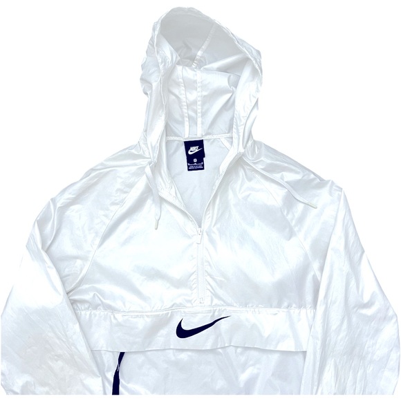 Nike - Women’s Half-Zip Windbreaker Large Back Swoosh Center Swoosh - White M - Picture 1 of 6